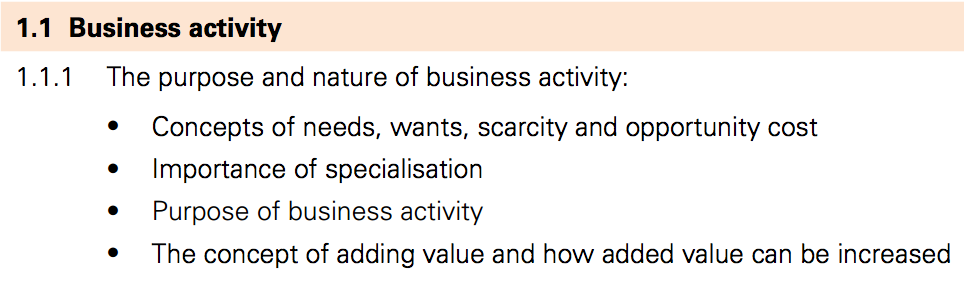 IGCSE Business Studies 1.1 Business Activity - Thames Notes