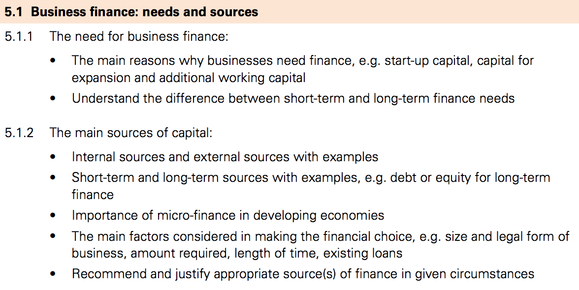 IGCSE Business Studies 5.1 Business Finance: Needs And Sources - Thames ...